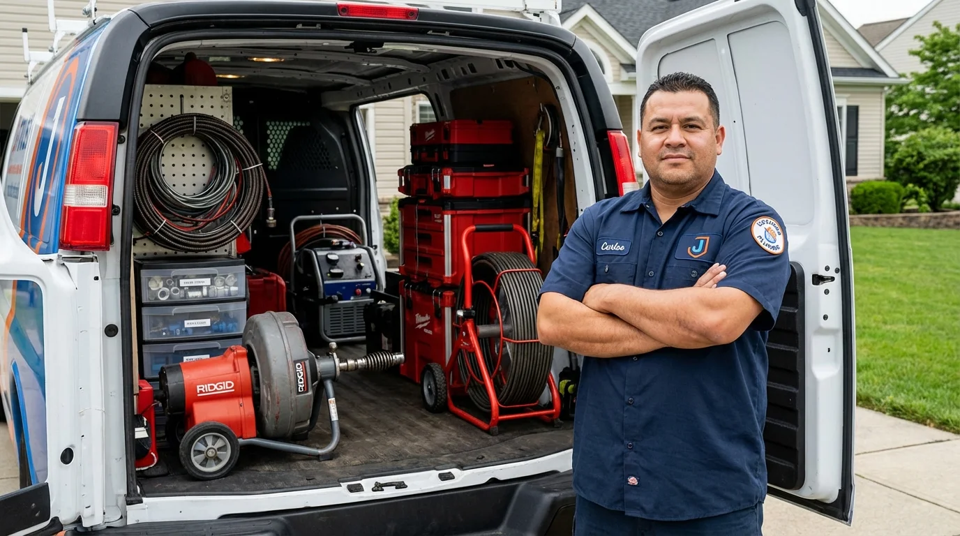 Professional drain cleaning equipment and Johns Plumbing LLC plumber in Sand Point