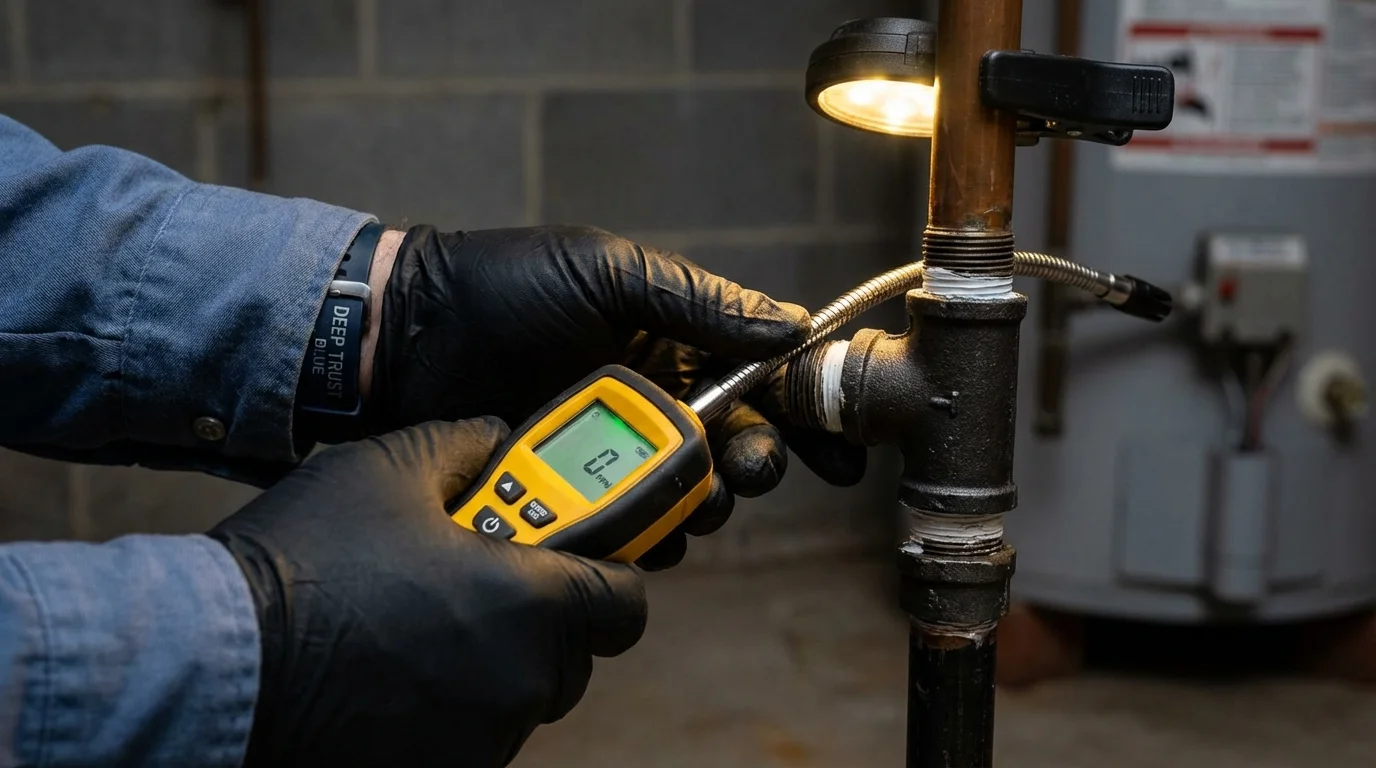 Gas leak detection with electronic sniffer by Johns Plumbing LLC in Sand Point